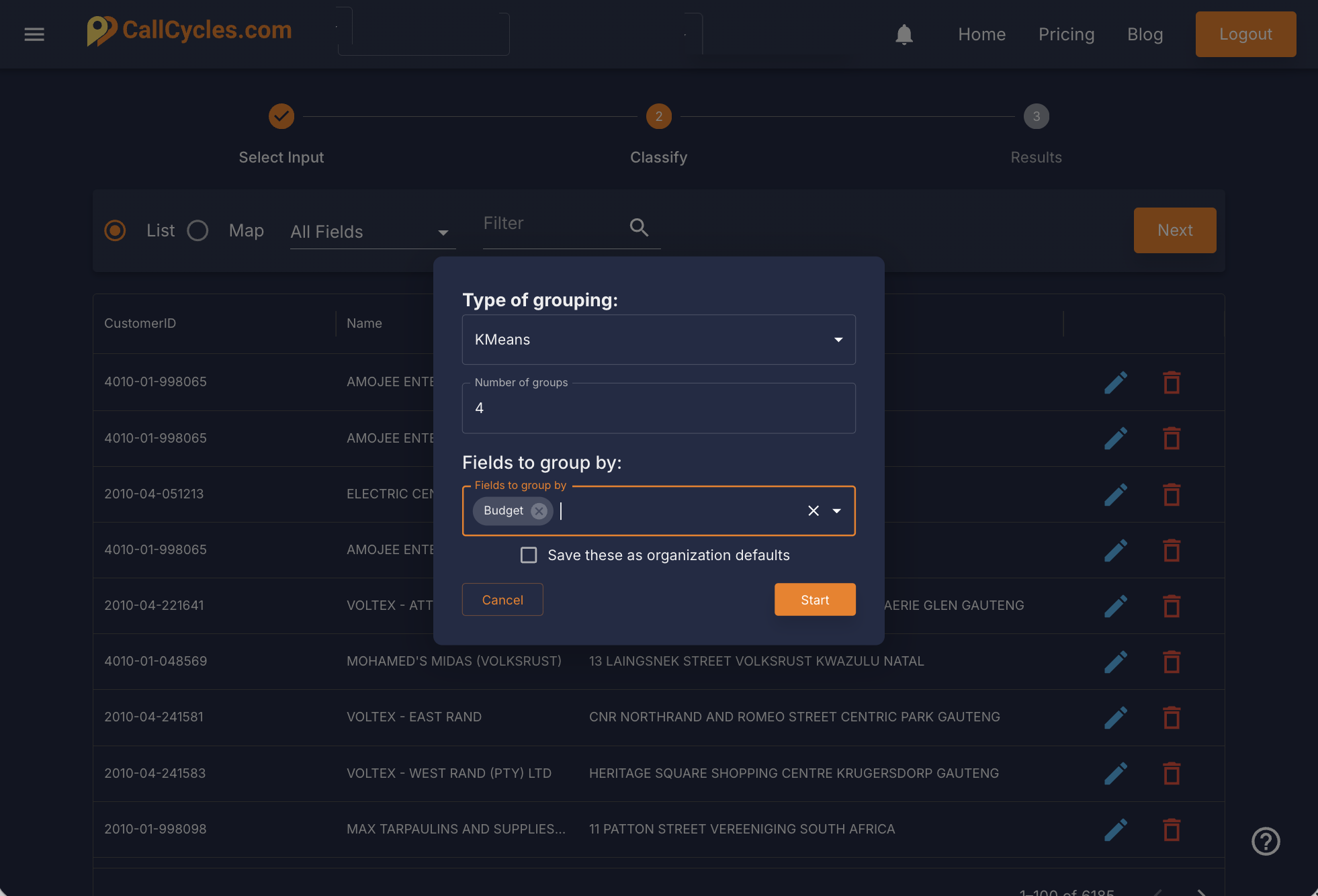 CallCycles Customer Classification Dashboard